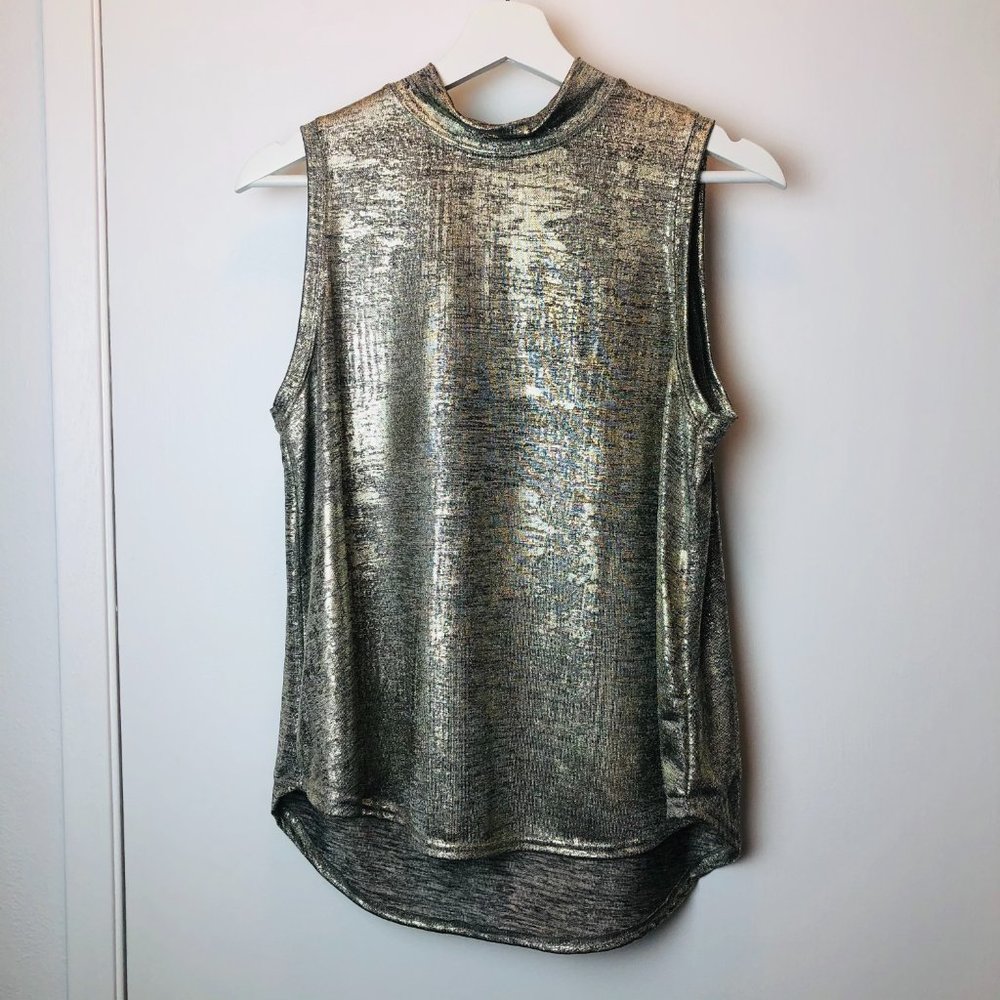Anthropologie Metallic Gold Sleeveless Top 9-H15
